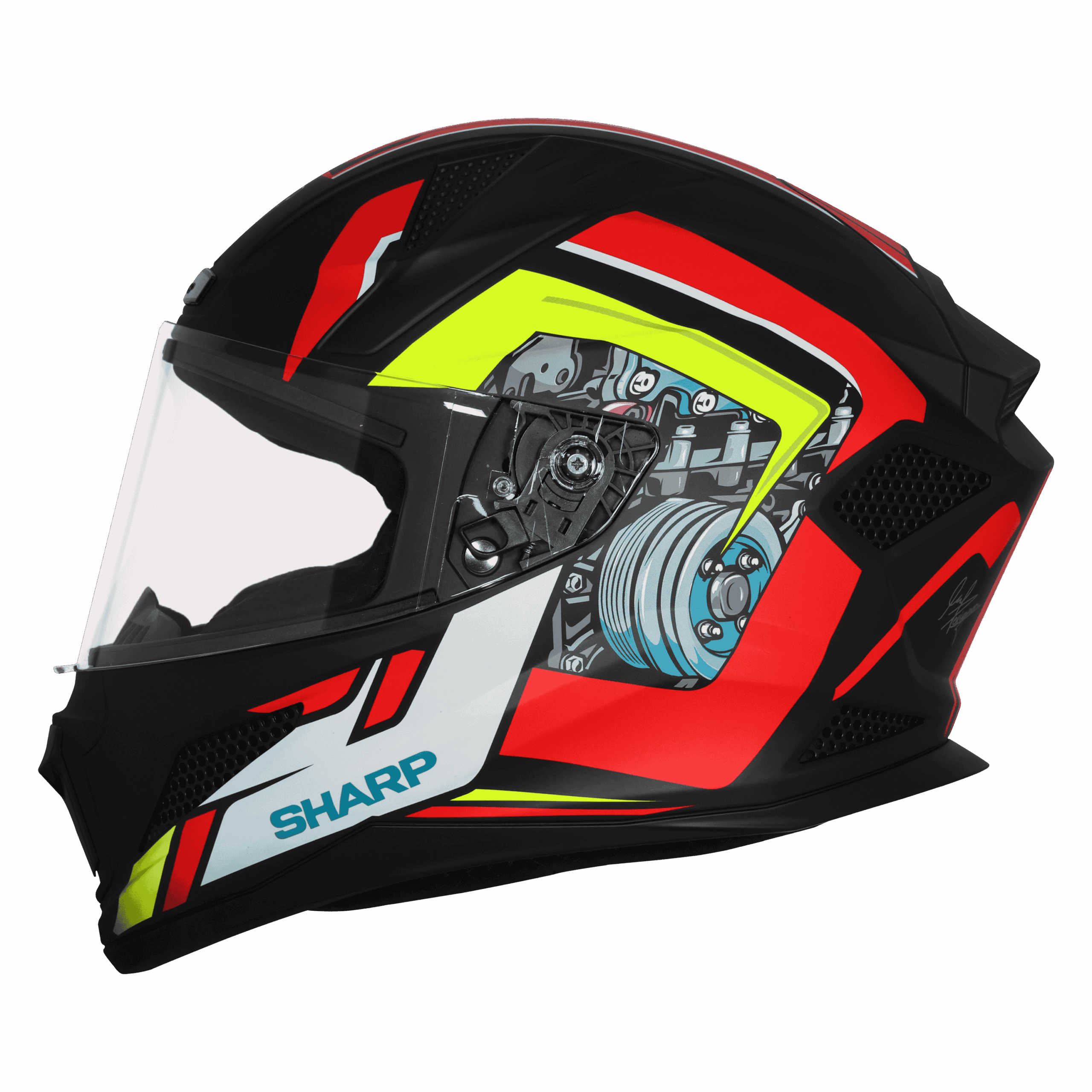 STEELBIRD SBH 25 SHARP BLACK RED HELMET - Image 5
