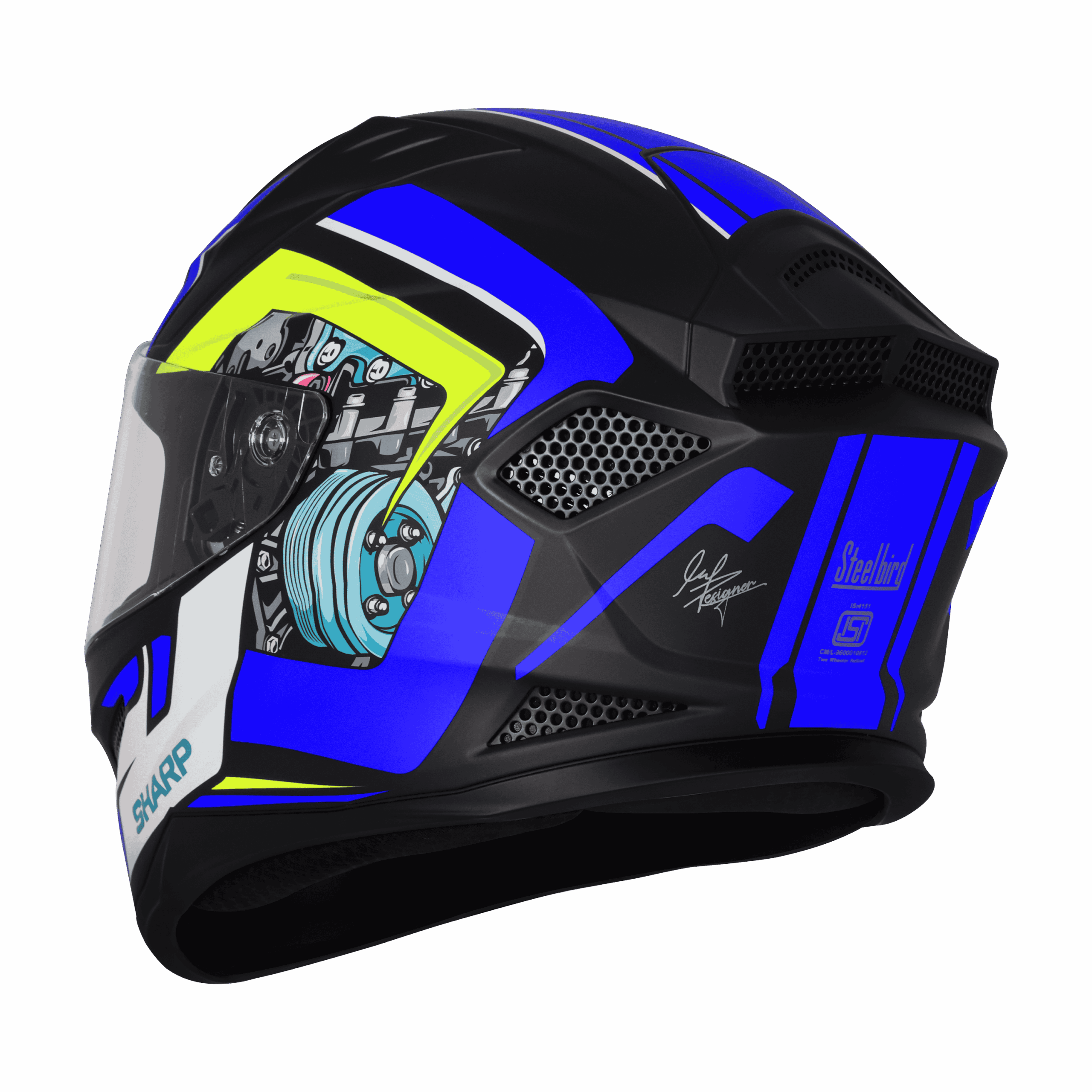 STEELBRID SBH 25 SHARP BLACK BLUE HELMET - Image 3