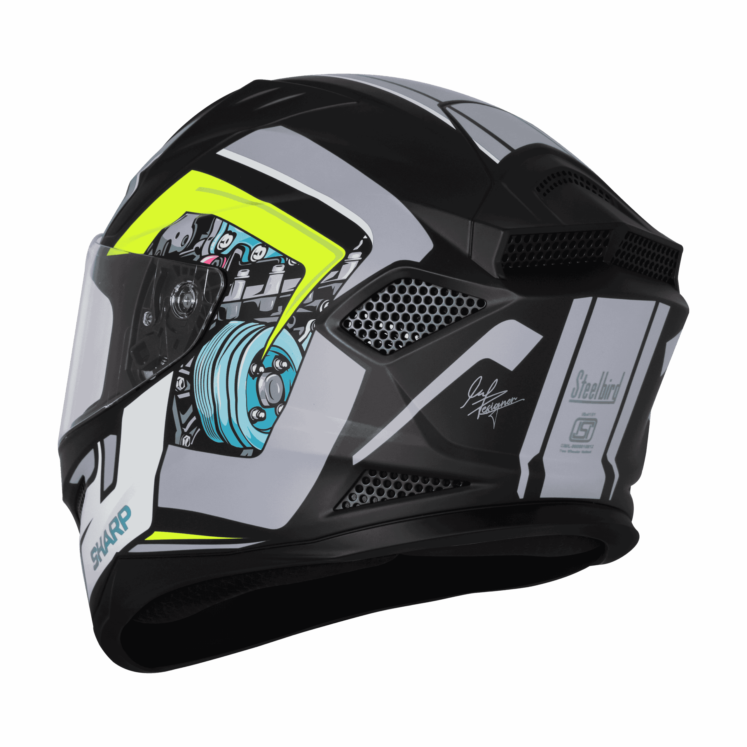 STEELBRID SBH 25 SHARP BLACK GERY HELMET - Image 5