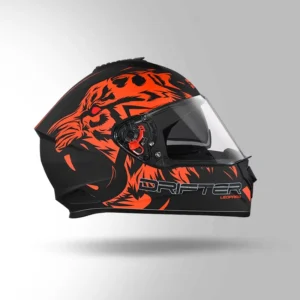 DRIFTER LEOPARD ORANGE MATT BLACK HELMET - Image 3