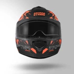 DRIFTER LEOPARD ORANGE MATT BLACK HELMET - Image 2
