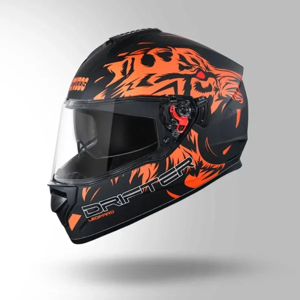 DRIFTER LEOPARD ORANGE MATT BLACK HELMET